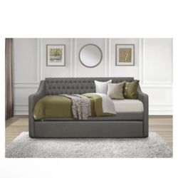 Grey Tufted Daybed W/ Trundle 