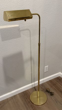 Mid-century Modern Polished Gold Pharmacy Floor Lamp Height Adjustable