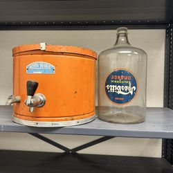 Vintage 1940’s Kool Aire Beverage Drink Dispenser With Nesbitt’s Glass Jug. Great Condition!!