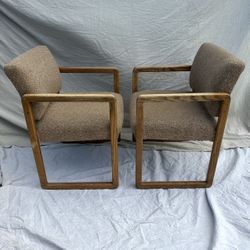 2 Vintage Mid Century Oak Chairs