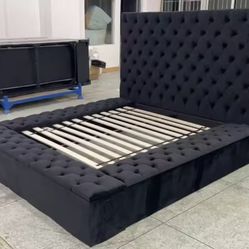 QUEEN PLATFORM BEDFRAME WITH STORAGE - UPHOLSTERY 