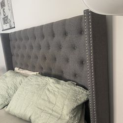Smoke GRAY Upholstered Bed Frame 