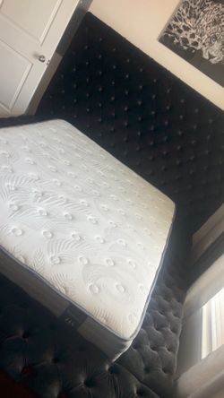 Queen size black velvet bed frame only