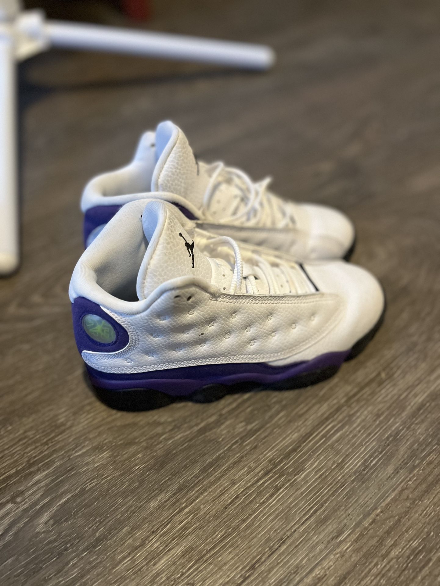 Hurry Hurry Now White And Purple Jordan’s Size 2y