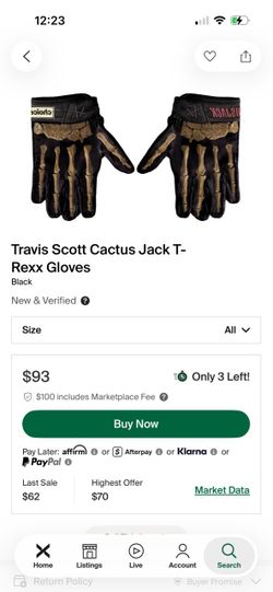 Travis Scott T-rexx gloves