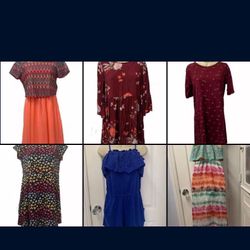 Lot Of 6 Girl Dresses / Romper Size 14 - 16 XL Just For $25 Bundle Red Blue Orange Pink Teal White Blue 