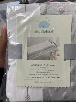 Wipeable Baby Diaper Changing Pad Cover Grey White with Plush Sides Arrows