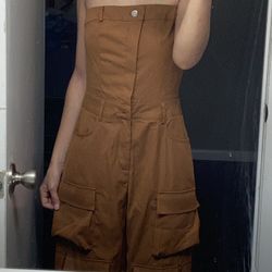 Brown Sleeveless Jumpsuit 