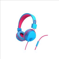 JLab Wired On-Ear Headphones Blue Pink