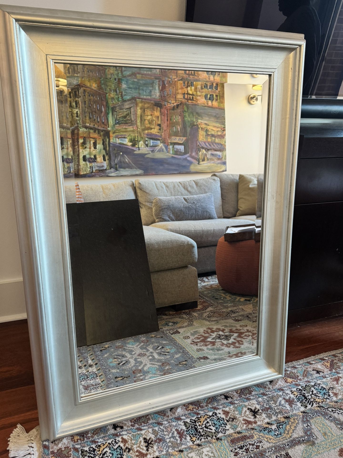 Metallic Silver Framed Mirror