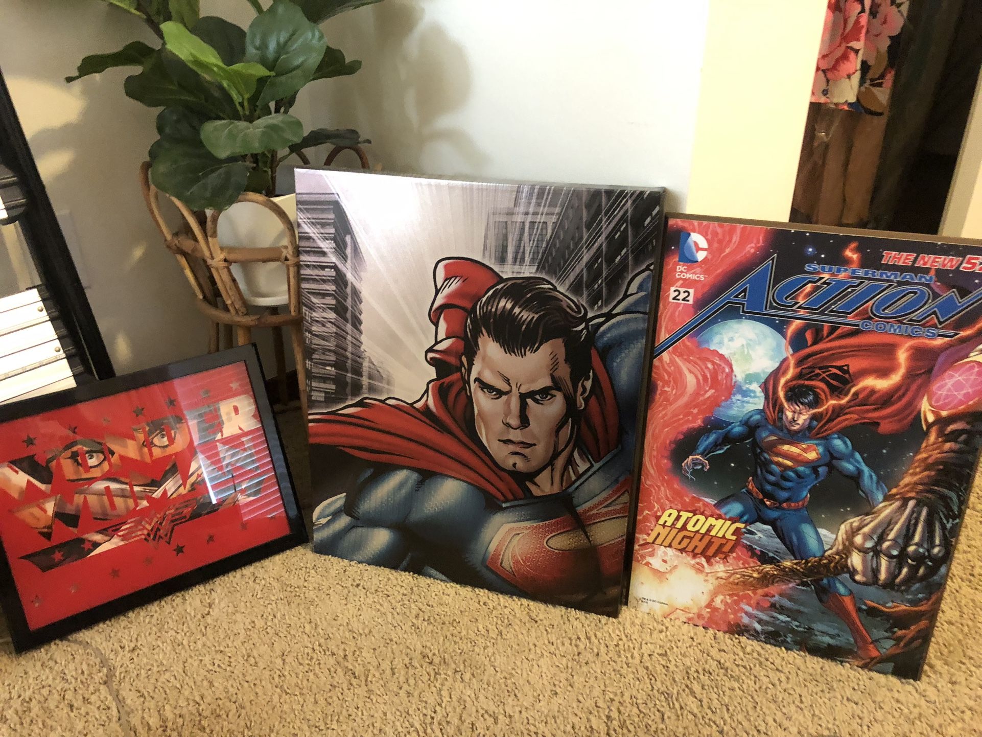 MOVING - DC Art Superman, Man Of Steel + Wonder Woman