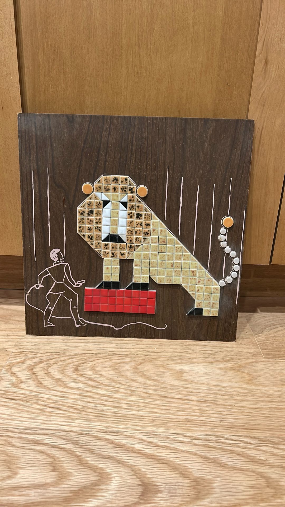 Vintage MCM Mosaic Wall Art Of Lion And Lion Tamer