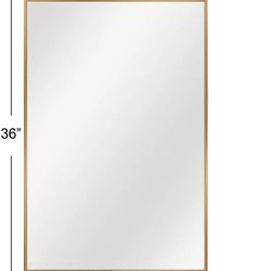 NeuType Wall-Mounted Mirror Rectangular Hanging Mirror Aluminum Alloy Frame Wall Mirror, Best for Bathroom, Washroom, Bedroom, Living Room 36"x 24"