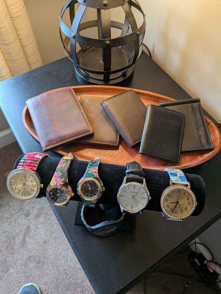 Leather Wallets + Watches Lot - Great Deal!