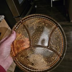 Vintage Amber Indiana Glass Relish Tray