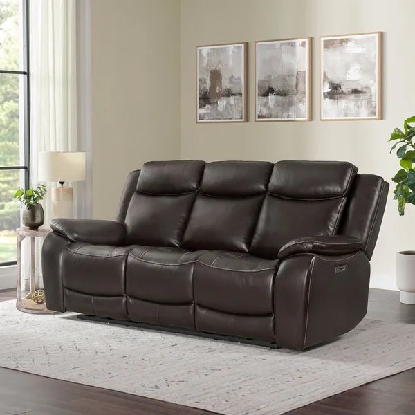 Harvey Leather Power Reclining Loveseat with Power Headrests