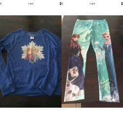 New Disney’s Frozen Girls 2 Piece Outfit XL and Bonus Frozen 2 LE Collector Trading Pin & Certificate