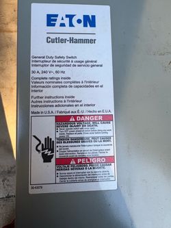 Eaton cutler hammer safety switch