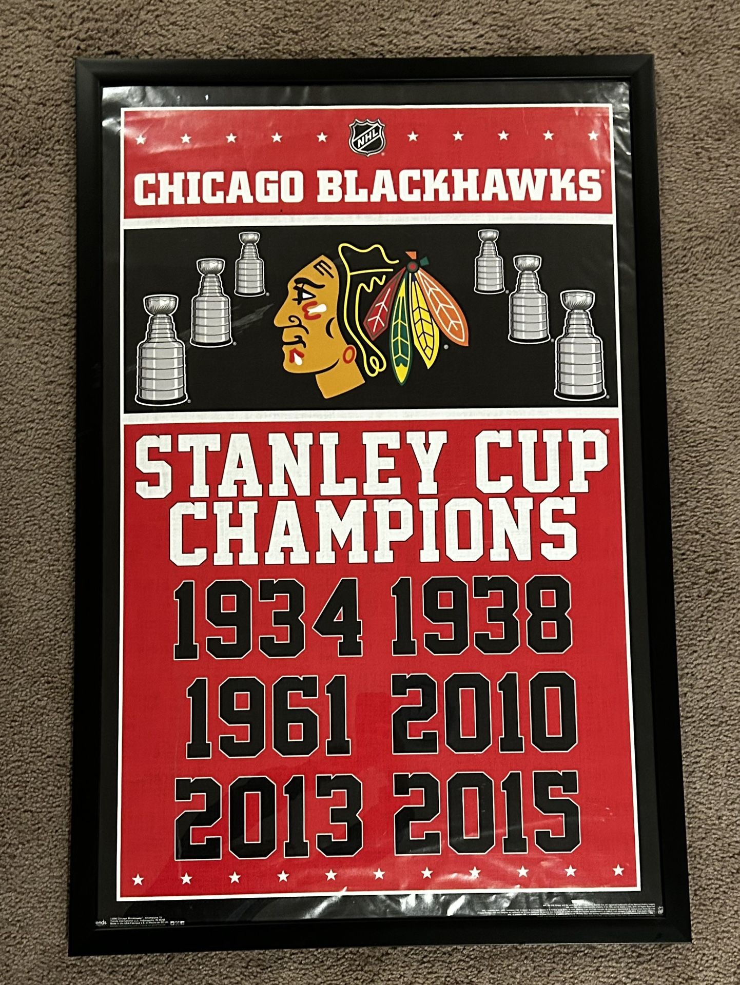 Framed Chicago Blackhawks Poster