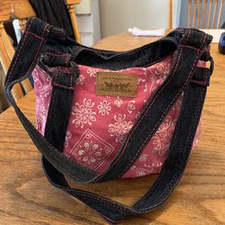 Levi’s Blue Jeans Purse With Floral Pink 