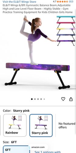 New EL&IT·Wings 6/8ft Gymnastic Balance Beam,Adjustable High and Low Level Floor Beam - Highly Stable - Gym Practice Training Equipment for Kids - Pin