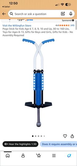 Pogo Stick for Kids Age 6 7, 8, 9, 10 and Up, 80 to 160 Lbs