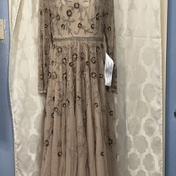 Mac Duggal. Beaded illusion High Neck,Size 6