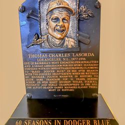Los Angeles Dodgers Tommy Lasorda Hall-of-Fame Plaque Stadium Promo