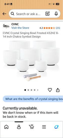 CVNC 432 Hz Crystal Singing Bowl Set, 7 Bowls (8–14"), Chakra Set + 2 Cases
