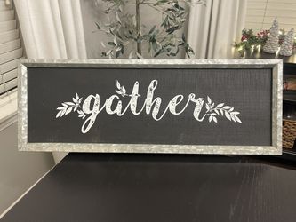 “Gather” Wall Sign – Galvanized Metal Frame