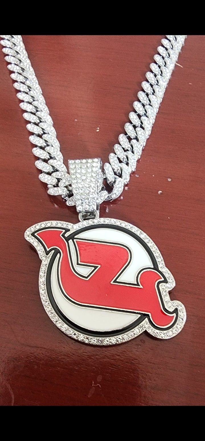 NFL New Jersey Devils 20 Or 24" Iced Chain Necklace MANY OTHER TEAMS AVAILABLE SHIPPING AVAILABLE 
