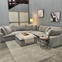 Sereen 6-piece Fabric Cloud Modular Sectional (Light Brown) *FREE DELIVERY 🚚*
