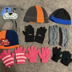 Boy’s And Girl’s Winter Hats And gloves - 3T-4T, 4-7, Medium, And Various