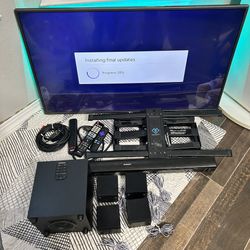 LG 42” TV With Wall Mount, Roku, & Brookstone Surround Sound System 