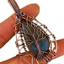 MULTI LABRADORITE GEMSTONE TREE OF LIFE 1 PC COPPER WIRE WRAP OXIDIZED PENDANT