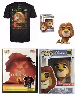 TARGET EXCLUSIVE THE LION KING MUFASA FUNKO POP & T SHIRT SIZES M,L & XL
