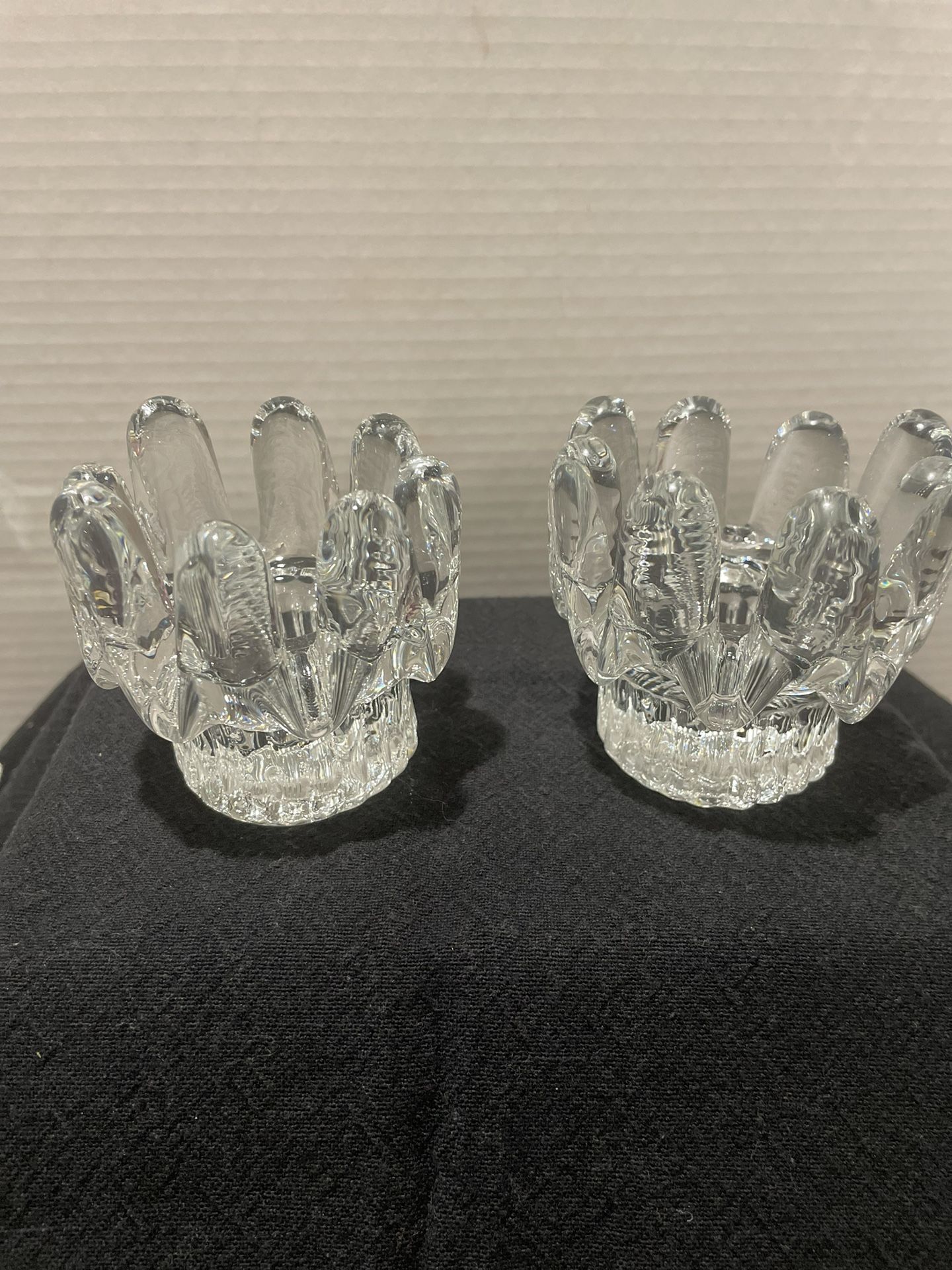 Vintage Goran Warff Kosta Boda Sweden Crystal Sunflower Candleholder