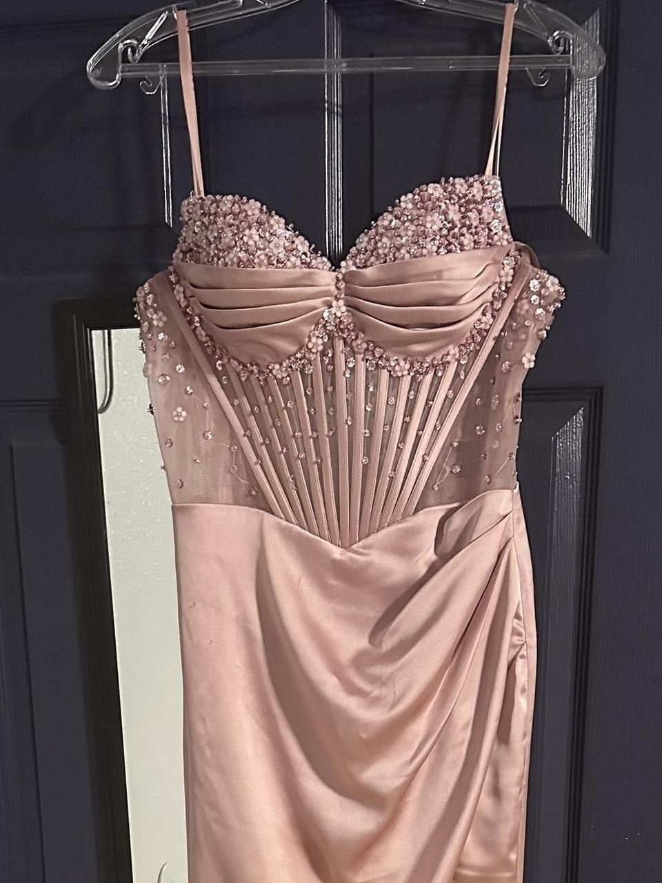 Ladavine pink beaded corset dress