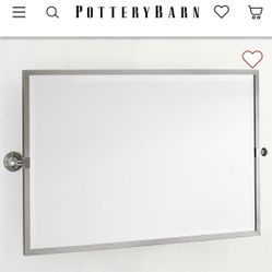 Pottery Barn Rectangular Kensington Satin Nickle Finish Oscillating Bathroom Mirrors (x2)