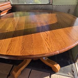 Wooden Round Dining Room Table (Refinished)