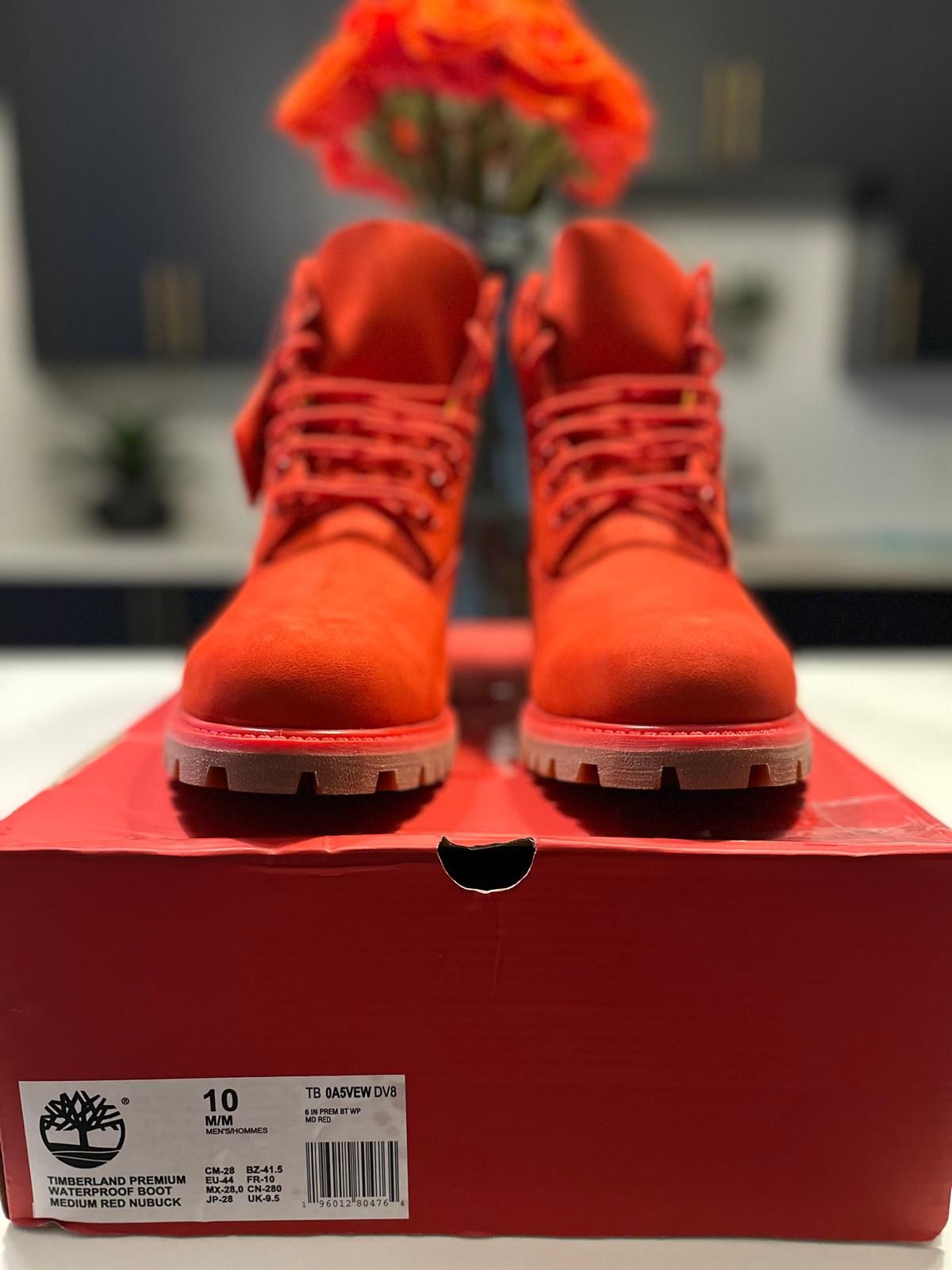 Timberland 6" Premium WATERPROOF Boots Medium Red Nubuck 50th Anniversary A5VEW