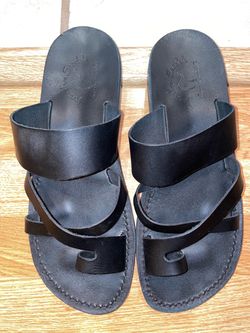 Mens Jerusalem Sandals Black Leather Handmade Sandals