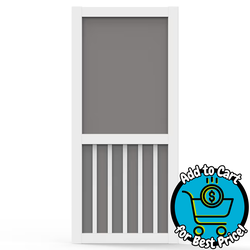 Screen Tight 5 Bar Universal reversible 32-in W x 80-in H x 1-in T White Single Hinged Vinyl Screen door with (Handle Included)