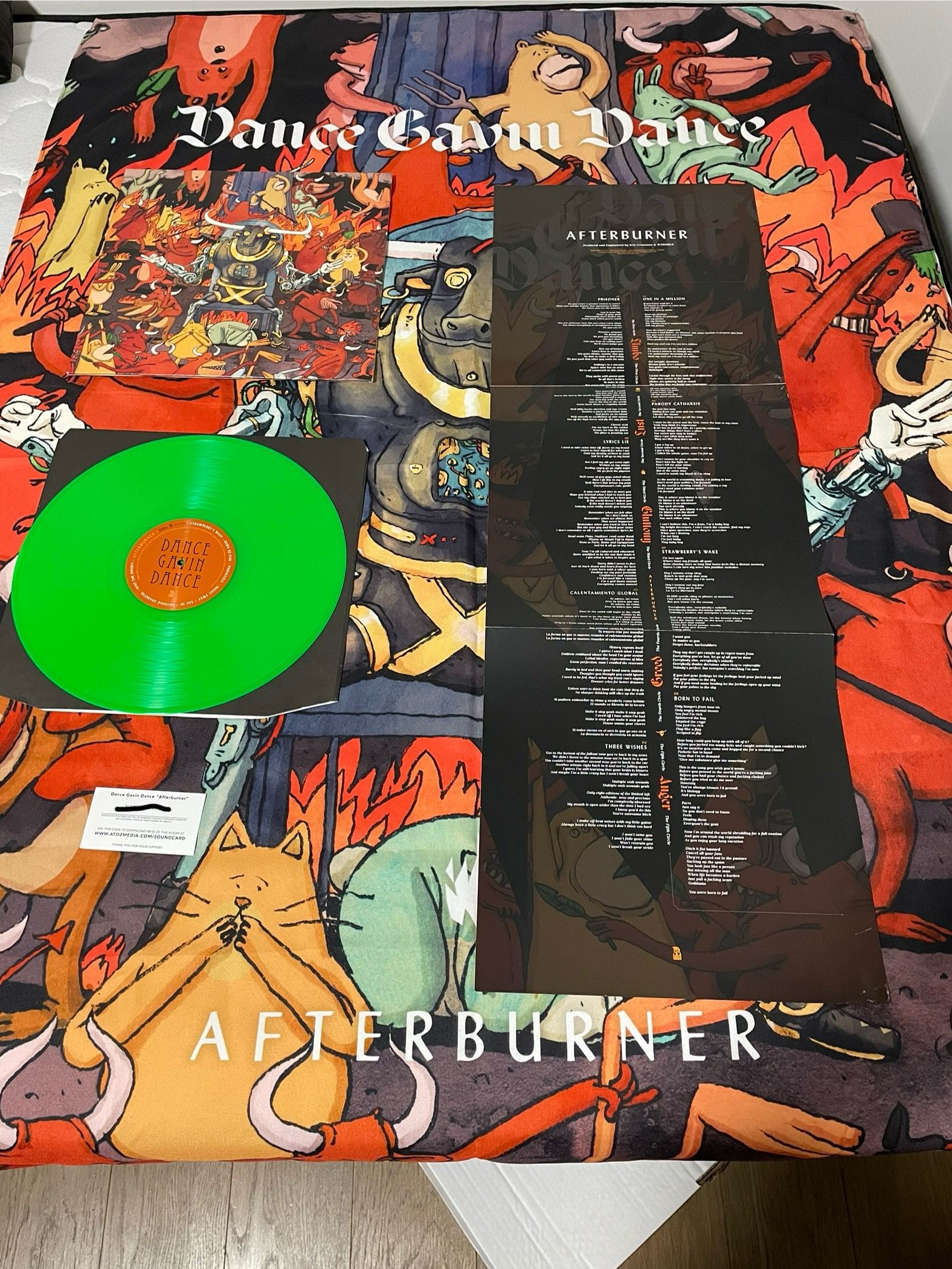 Dance Gavin Dance Afterburner limited 2020 Green Vinyl + Wall Flag set