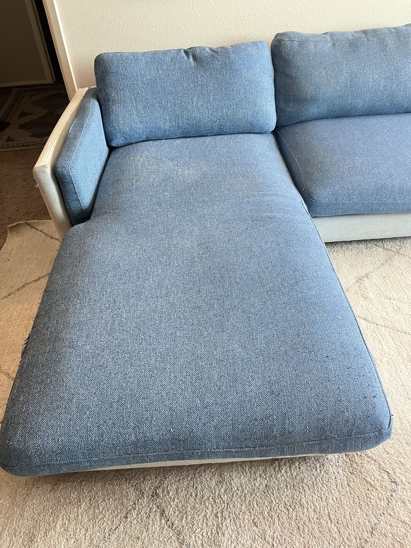 Denim Blue L shaped couch