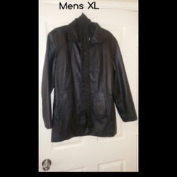 Mens Worthington Black Leather Jacket- XL