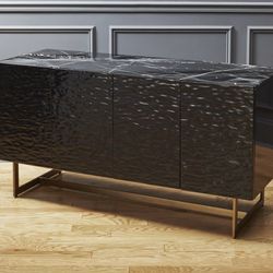 CB2 Ripple Marble Media Console Credenza