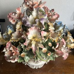Huge Authentic Capodimonte Italy Floral Centerpiece 