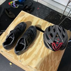 Biking Shoes And Helmet