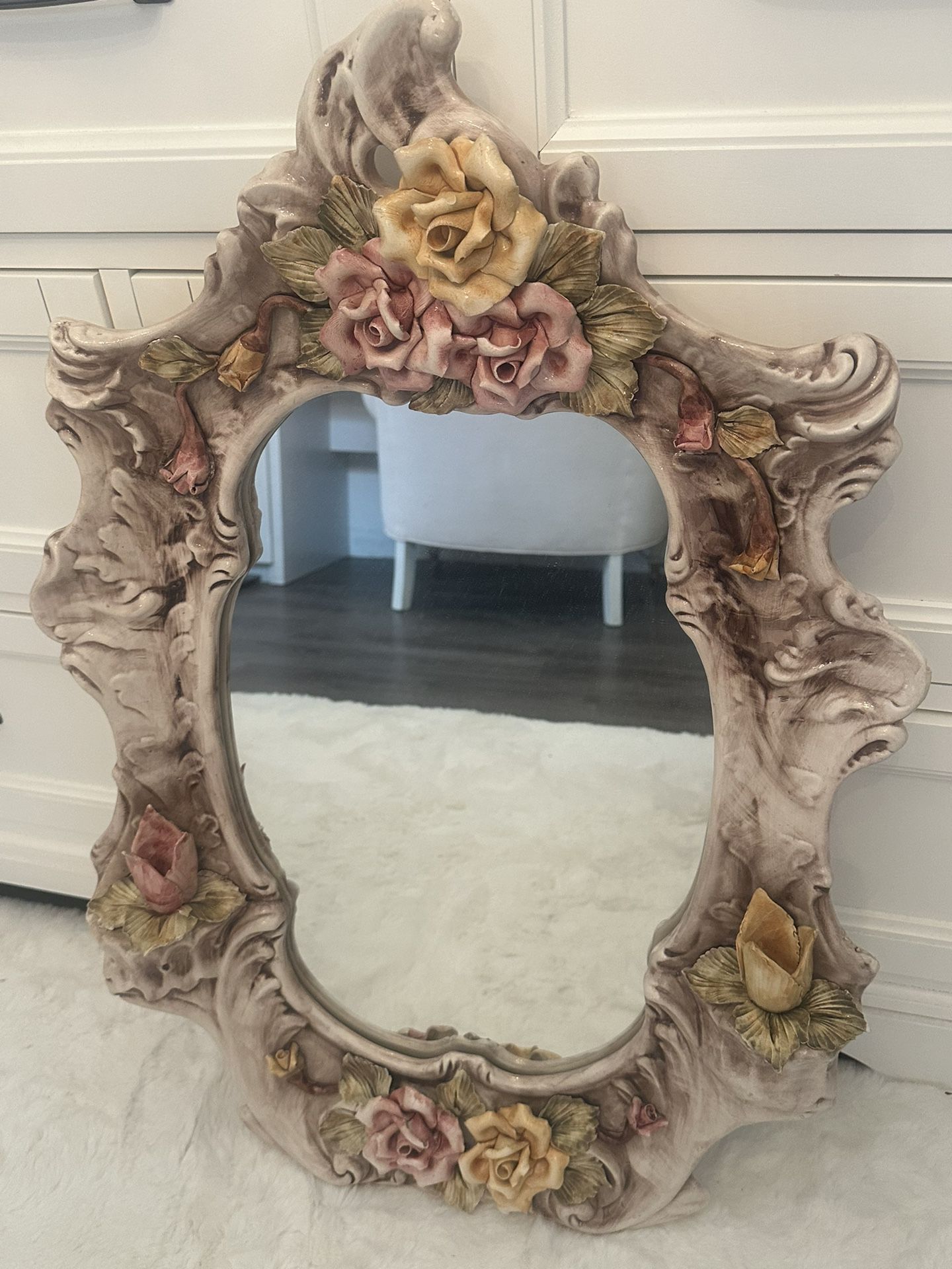 Vintage Capodimonte Wall Mirror Made in Italy